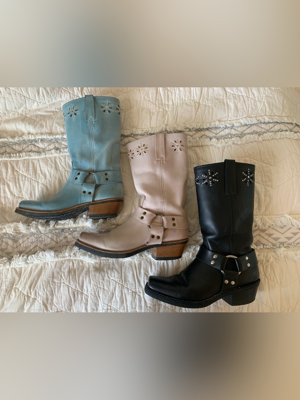 Frye Light Pink Harness Boots